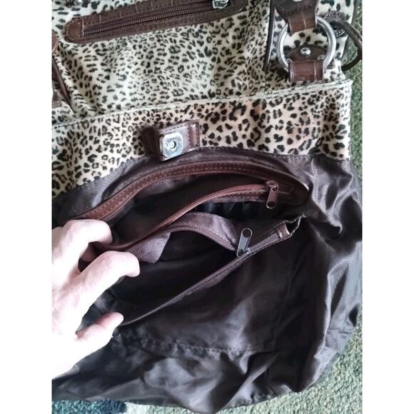 MC Designs By Marjorie Leopard Velvet Brown Braided Rhinestone Handbag Purse - Picture 13 of 15